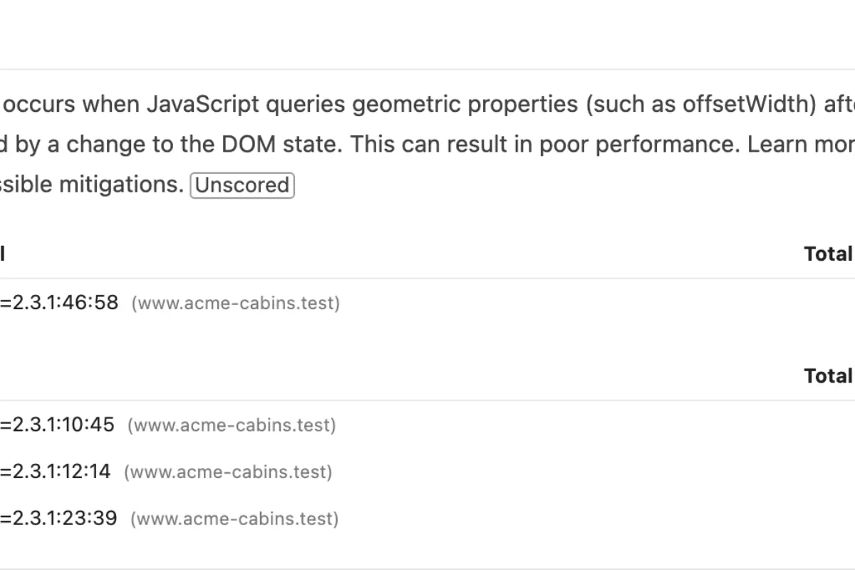 Core Web Vitals Forced reflow in Lighthouse: what it means and the fix
