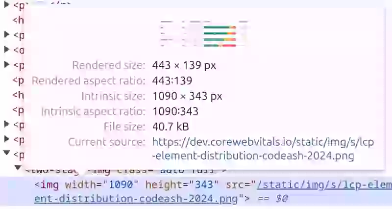 view image intrinsic size in devtools