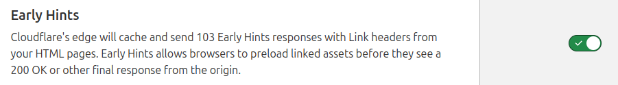 cloudflare settings 103 early resource hints
