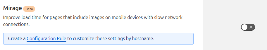 cloudflare settings mirage